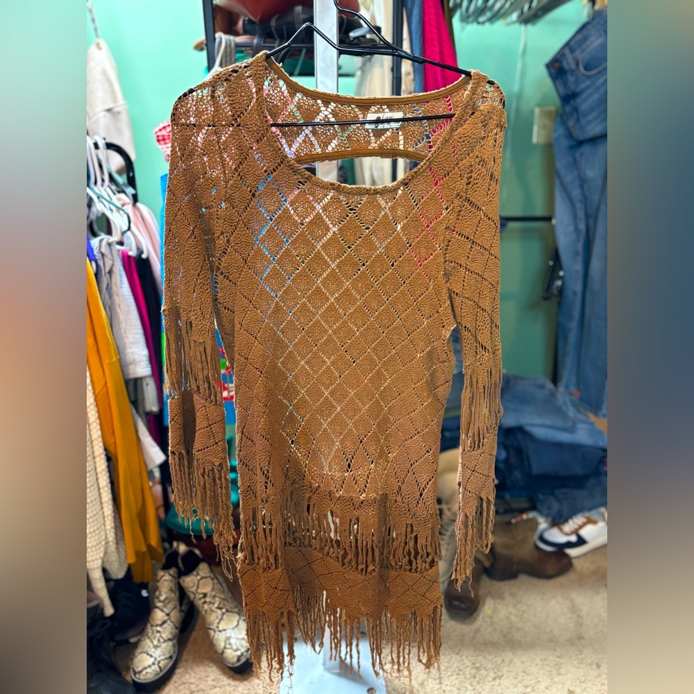 Nightcap Tan Crochet Top